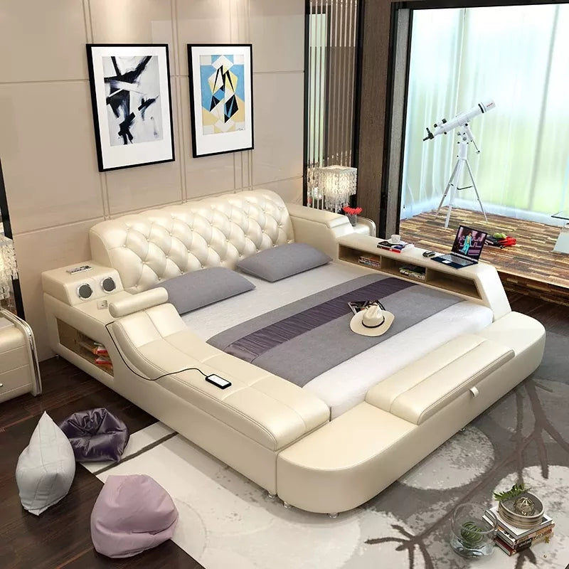 Multifunctional Massage Tatami Leather Double Queen Master Bedroom Bed