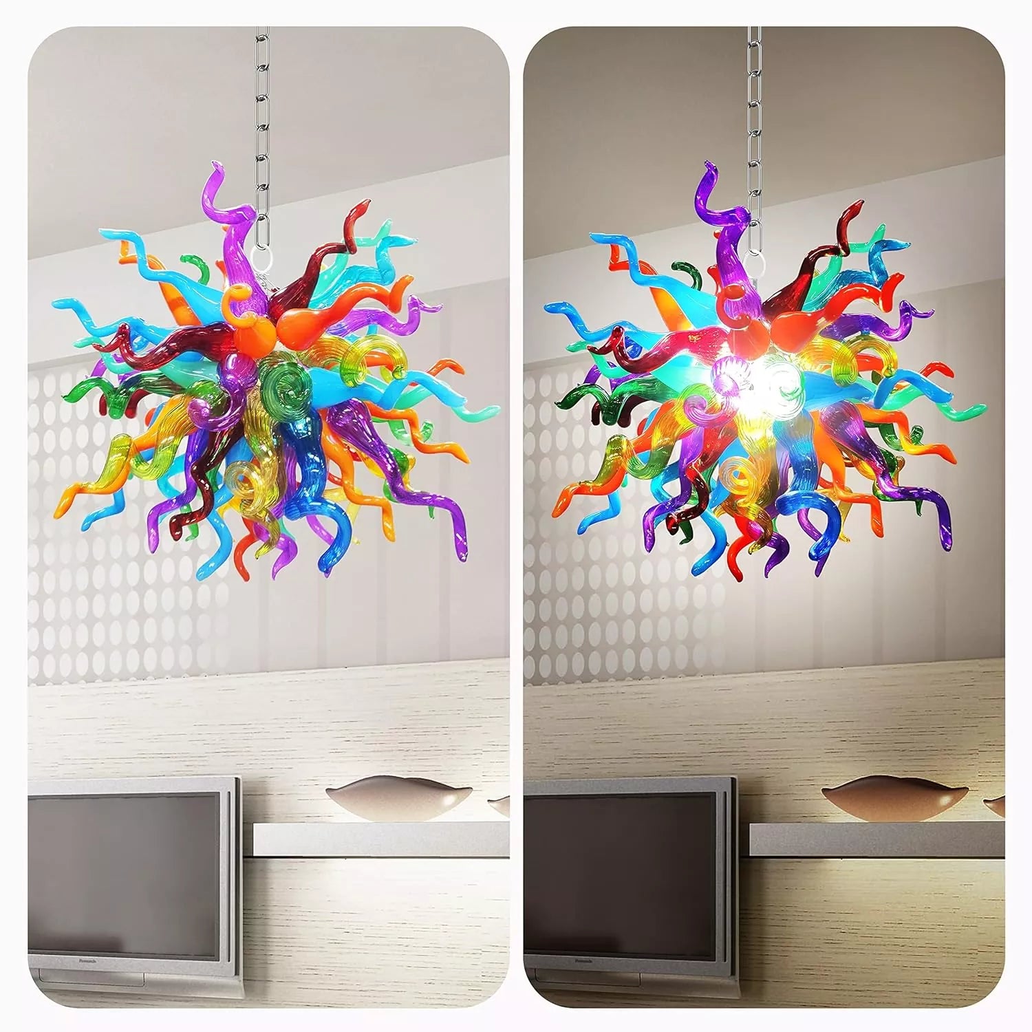 Chihuly Style Blown Glass Chandelier Multi Colors
