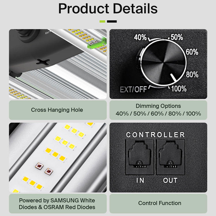Full Spectrum Grow Light Daisy Chain Vertical Farming 645W 4*4 ft