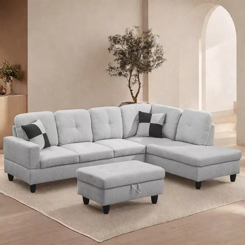 L Shaped Sectional Couches Sofa with Ottoman Storage