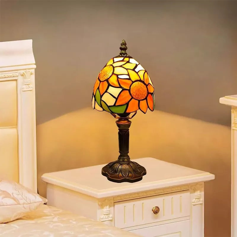 Sunflower Table Lamp Tiffany Style Stained Glass Lamp 6 Inch