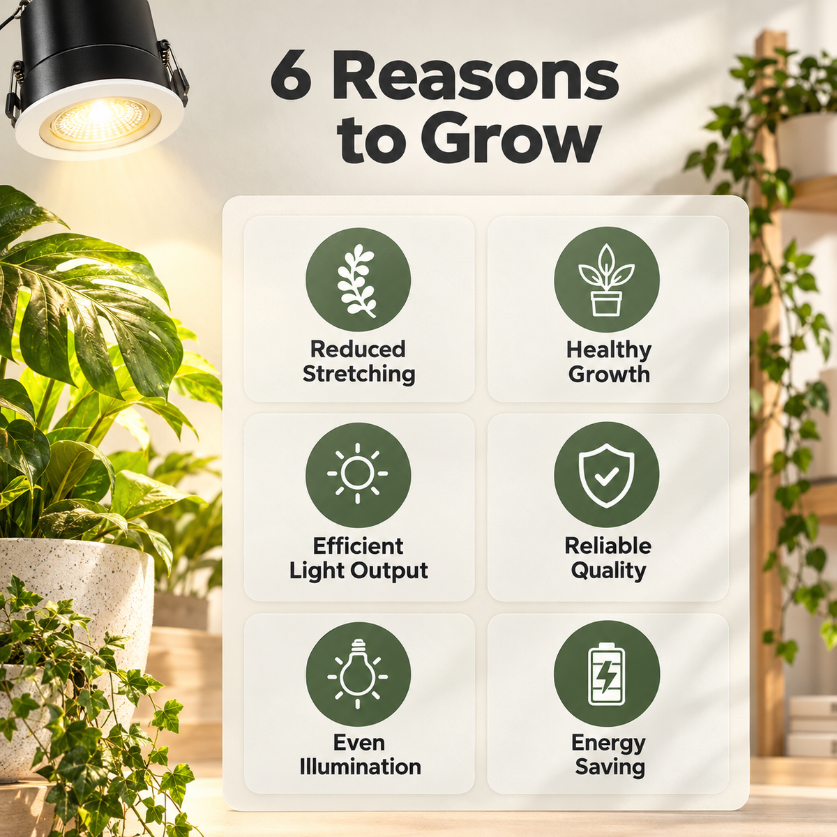 Full Spectrum Adjustable Embedded Grow Light for Indoor Plants