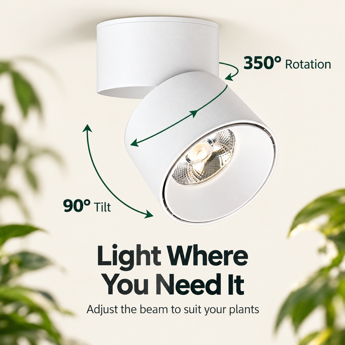 Full Spectrum Foldable Plant Grow Light Adjustable Ceiling Spotlight - G2