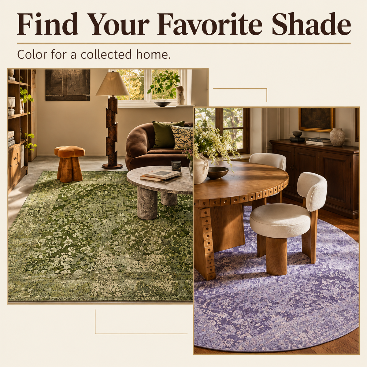 Vintage Persian Washable Round Rug for Living Room & Bedroom - C2
