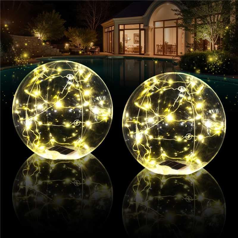 14 Inch LED Solar Floating Pool Lights Waterproof 3000K-D1