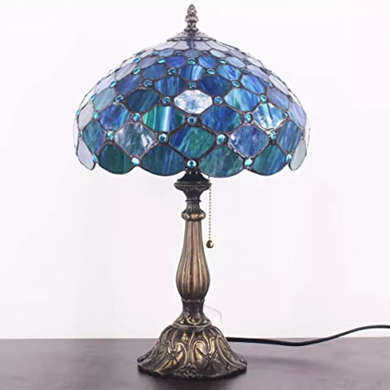 Tiffany Table Lamp Stained Glass Lamp Sea Blue Pearl