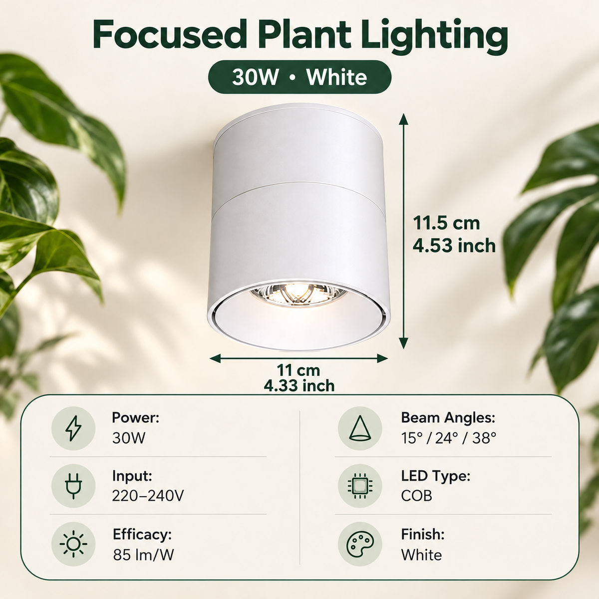 Full Spectrum Foldable Plant Grow Light Adjustable Ceiling Spotlight - G2