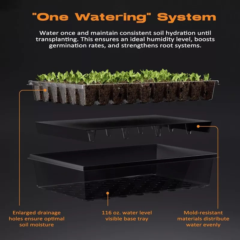 60-Cell Self-Watering Seed Starter Tray with Grow Light