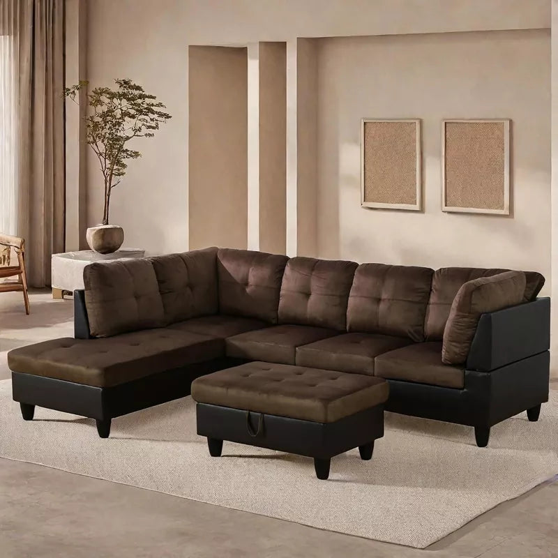 L Shaped Sectional Couches Sofa with Ottoman Storage