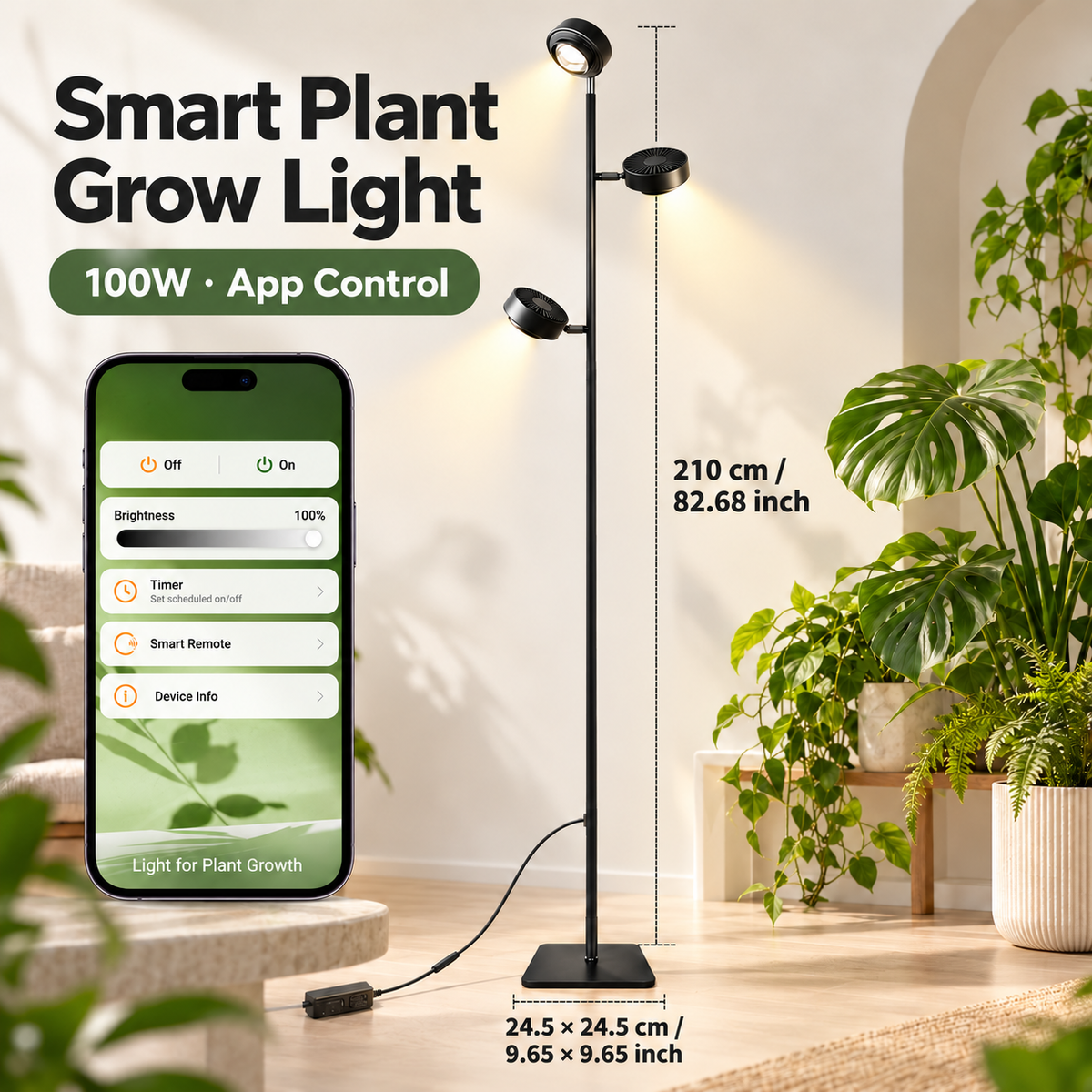 Smart App Floor Grow Light Full Spectrum for Indoor Plants