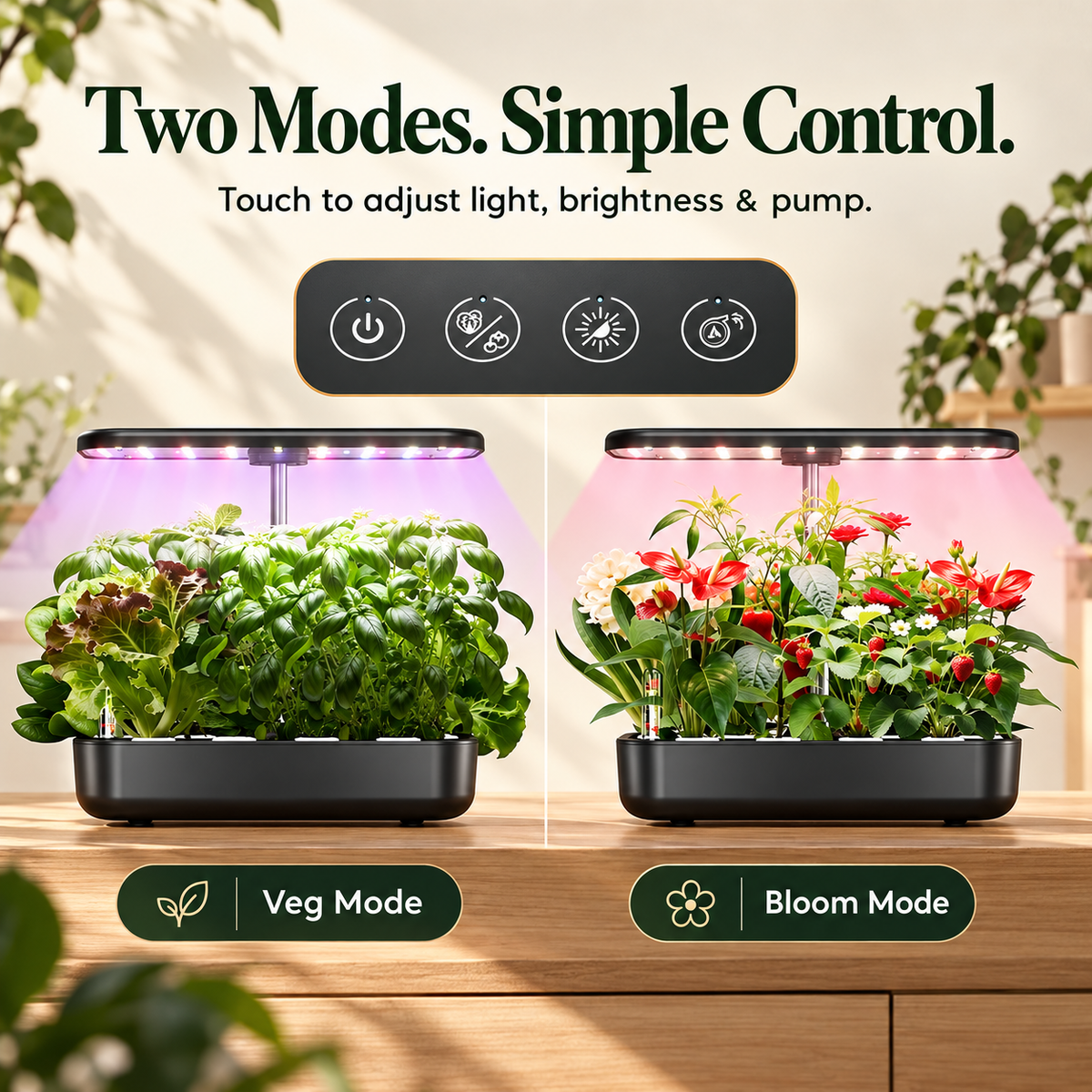 Hydroponics Growing System Kit 12 Pods with 24W LED Grow Light
