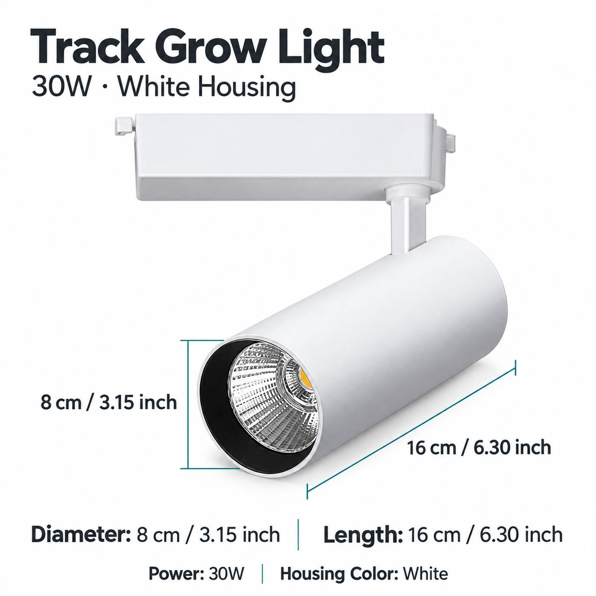 30W Full Spectrum COB LED Track Grow Light for Indoor Plants