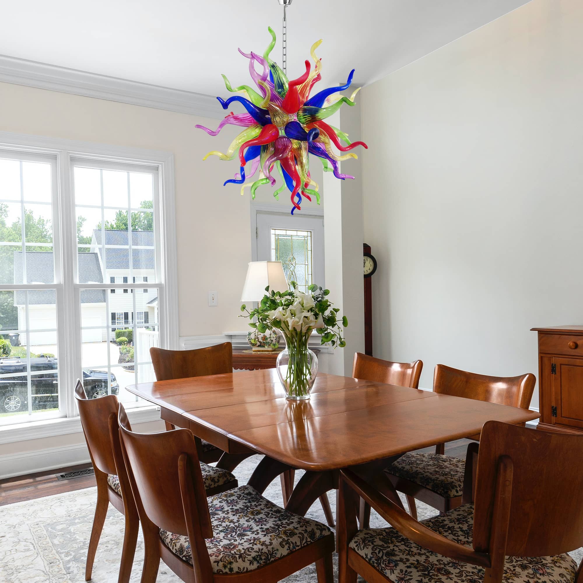 Multi-Colors Blown Glass Chandelier Chihuly Style