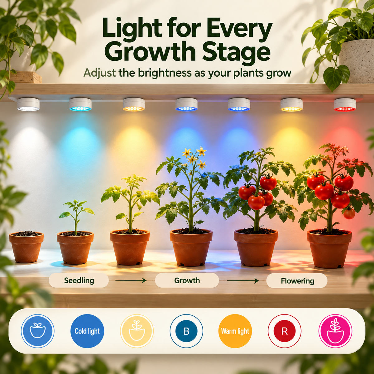 USB Rechargeable Magnetic Full Spectrum Grow Light for Indoor Plants