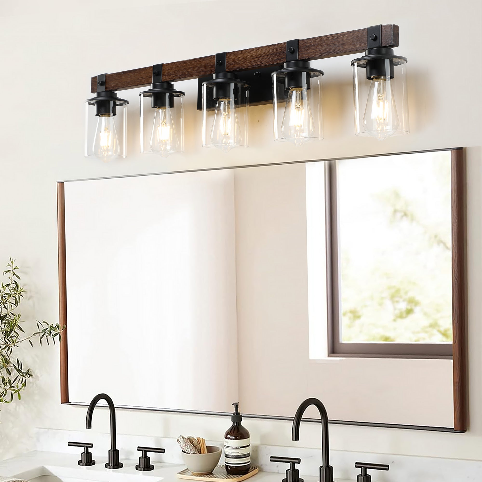 35" Rustic 5-Light Vanity Light Industrial Bathroom Wall Sconce
