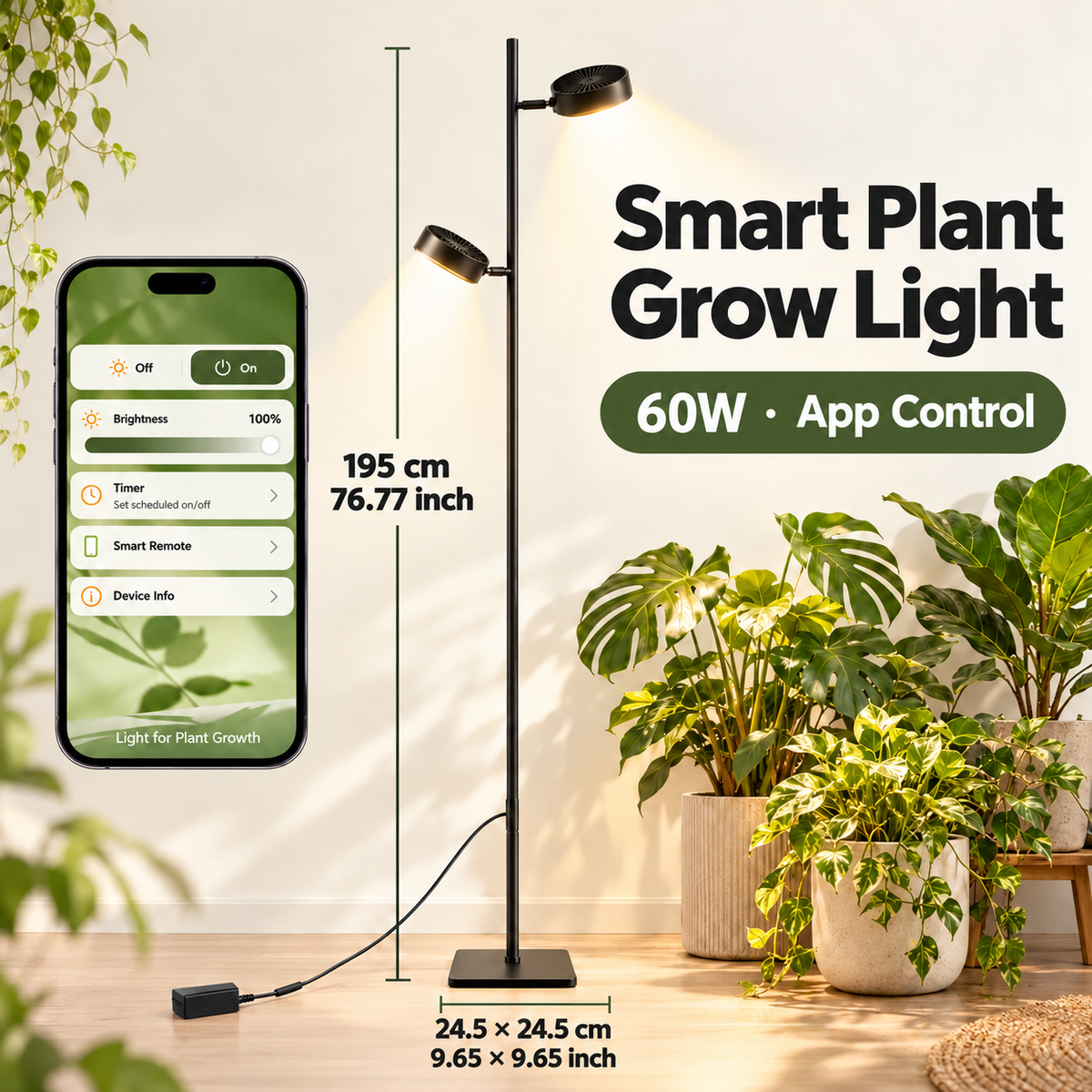 Smart App Floor Grow Light Full Spectrum for Indoor Plants