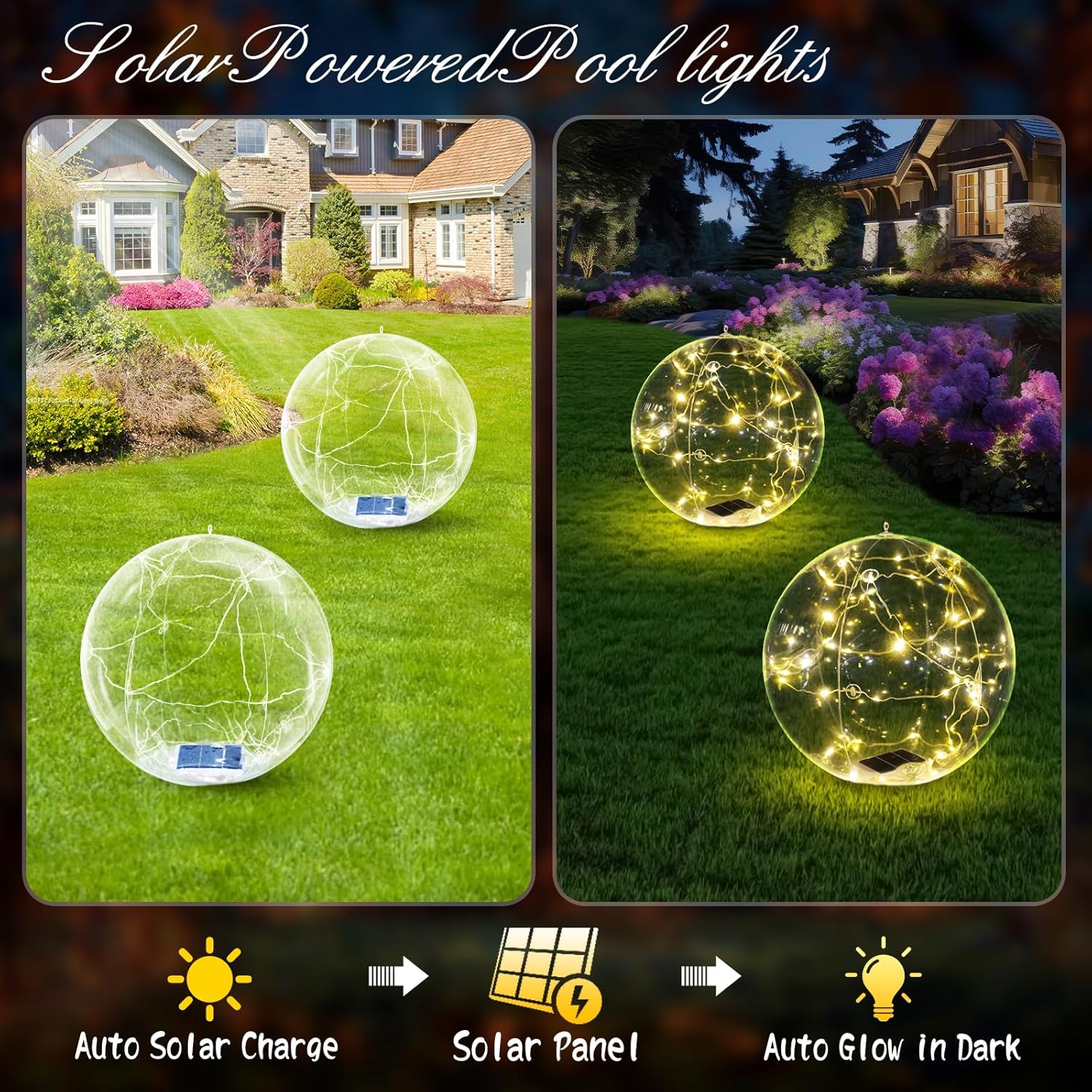 14 Inch LED Solar Floating Pool Lights Waterproof 3000K-D1