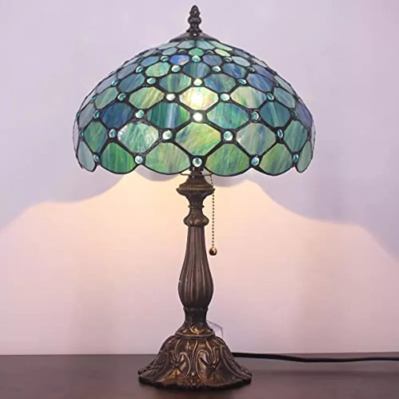 Tiffany Table Lamp Stained Glass Lamp Sea Blue Pearl