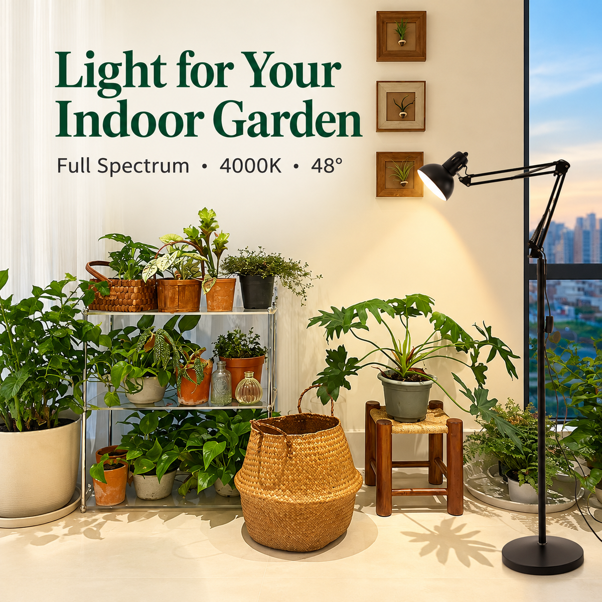 Foldable Full Spectrum Floor Grow Light for Plant Growth - G16