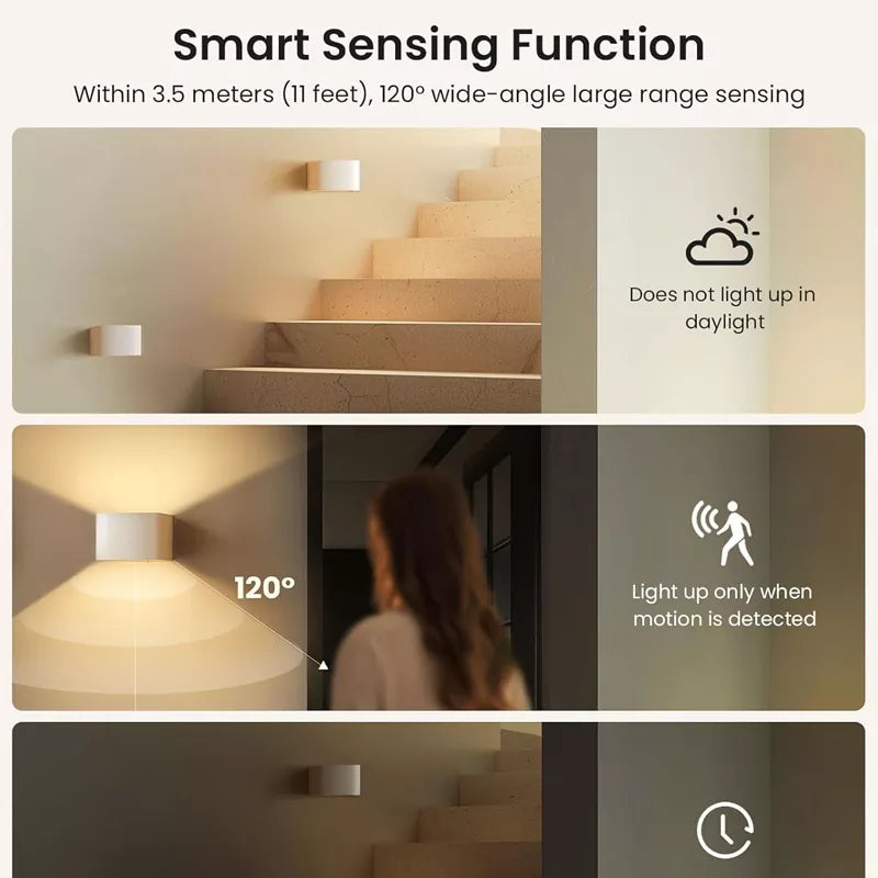 Motion Sensor Wall Light with Remote Control 3 Colors Wireless 2 Pack