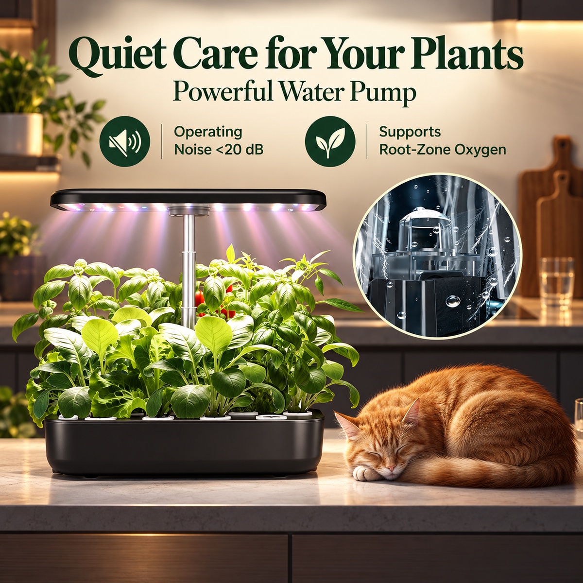 Hydroponics Growing System Kit 12 Pods with 24W LED Grow Light