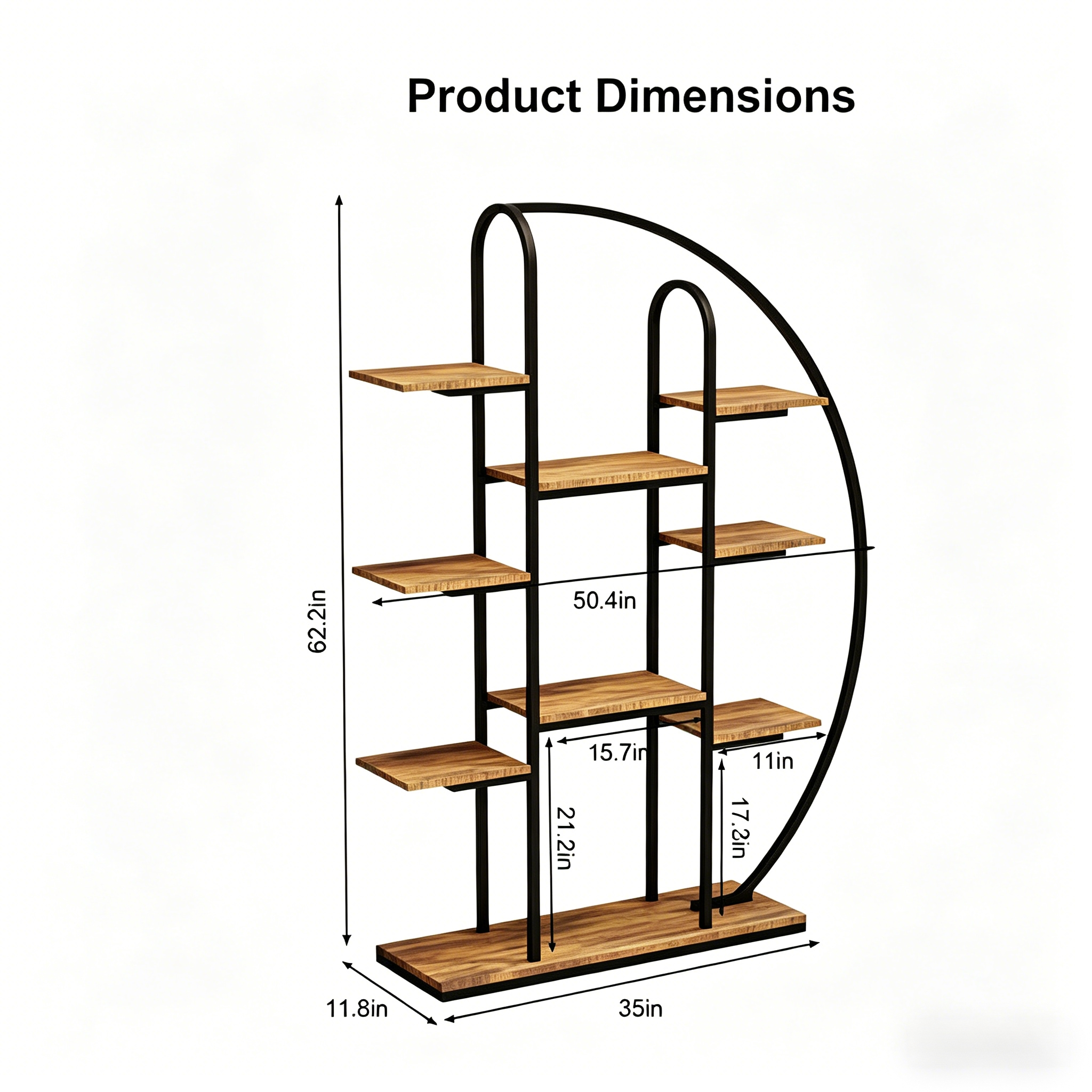 62.2 Inch Tall 9 Tier Metal Indoor Plant Stand with Grow Lights