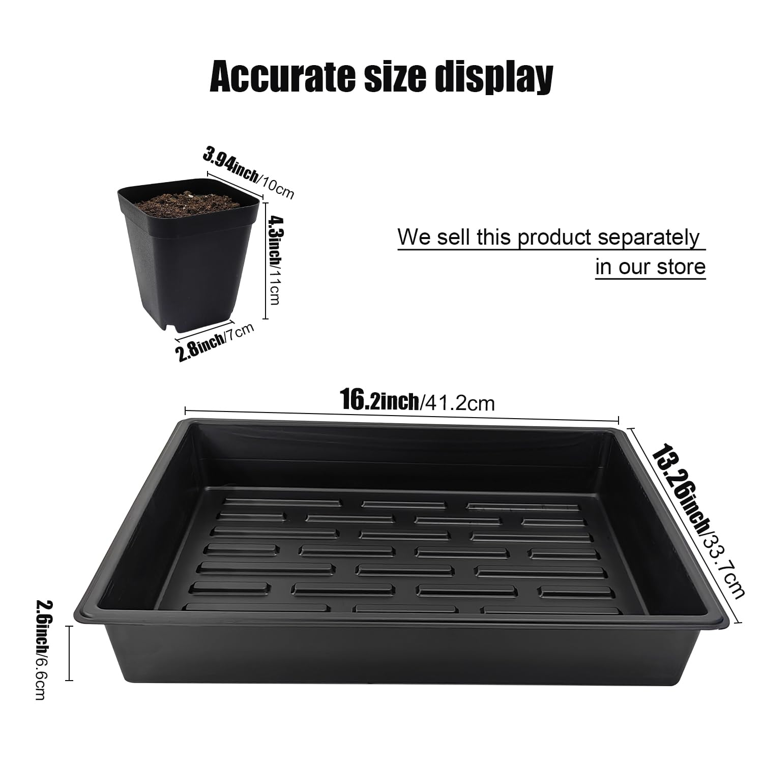 4 Inch (10CM) Square Nursery Pots 60pcs Sturdy Seedlings Trays 5 Pcs