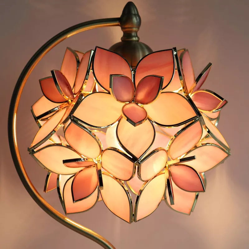 Rose Lily Flower Tiffany Style Stained Glass Table Lamp