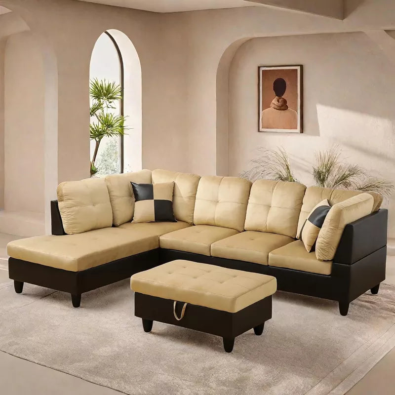 L Shaped Sectional Couches Sofa with Ottoman Storage