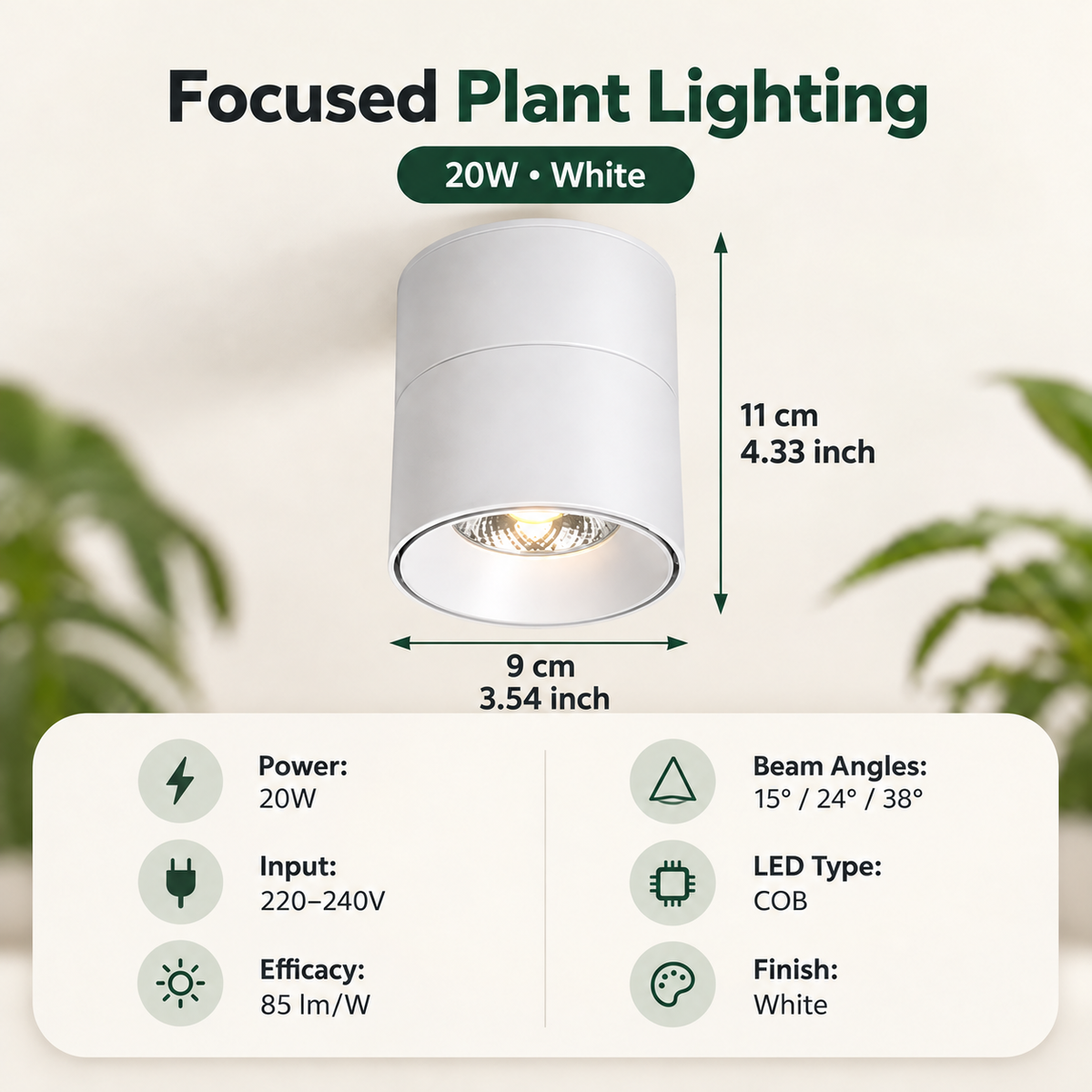 Full Spectrum Foldable Plant Grow Light Adjustable Ceiling Spotlight - G2