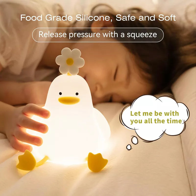 Cute Flower Duck Lamp Night Light Silicone Rechargeable and Dimmable