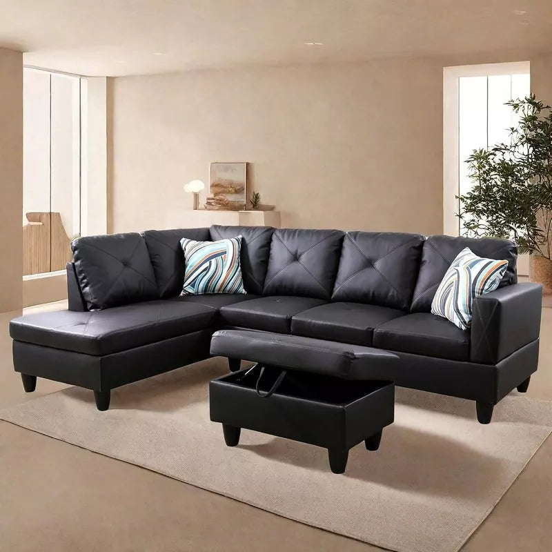 L Shaped Sectional Couches Sofa with Ottoman Storage