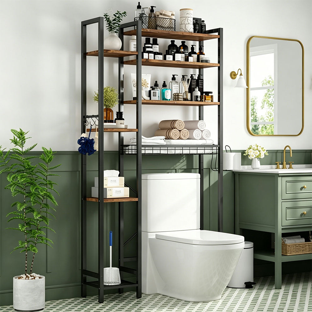 8-Tier Over The Toilet Storage with Side Rack