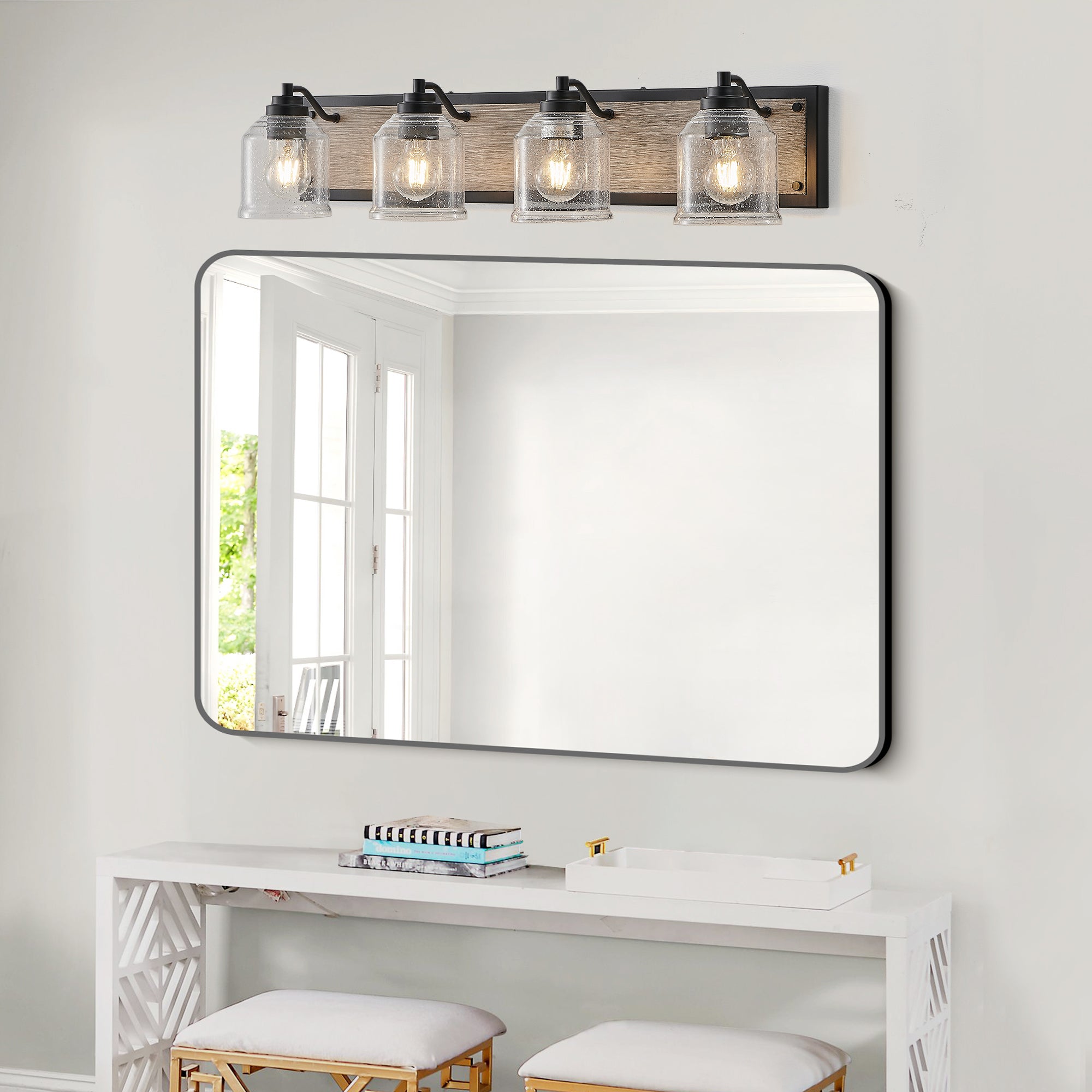 32" Farmhouse Vanity Light Fixture 4-Light Bathroom Wall Sconce