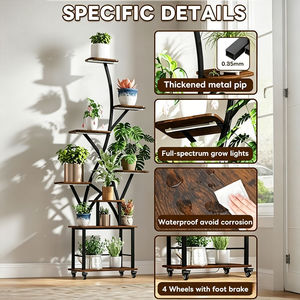 8 Tiered 64" Tall Indoor Plant Shelves for Multiple Plants