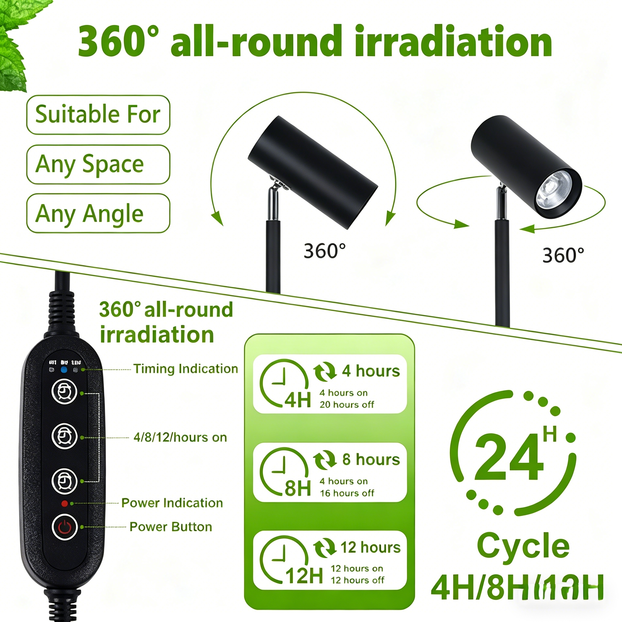 Led Growth Floor Lamp for Large Plant Seedling(6 Level Height)