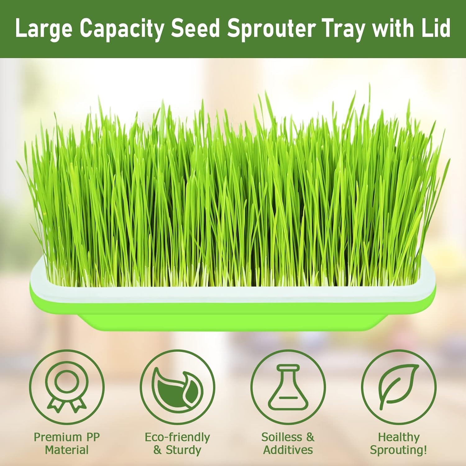 10 Pack Green Seed Sprouter Trays- Soil-Free Cultivation Germination Tray