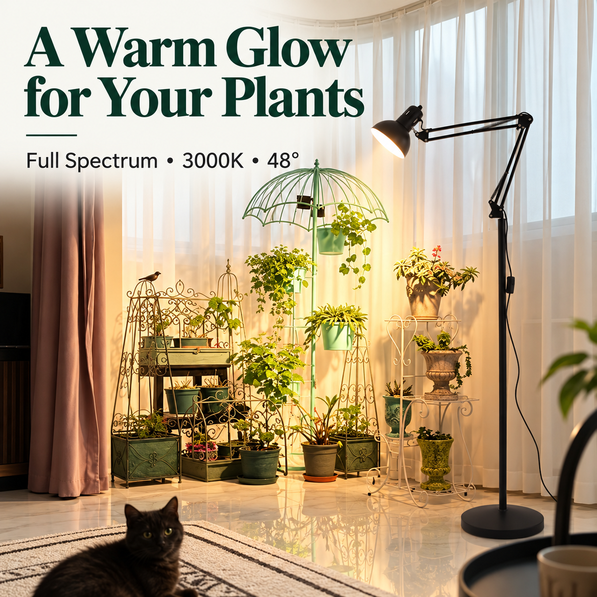 Foldable Full Spectrum Floor Grow Light for Plant Growth - G16