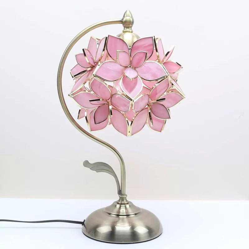 Rose Lily Flower Tiffany Style Stained Glass Table Lamp