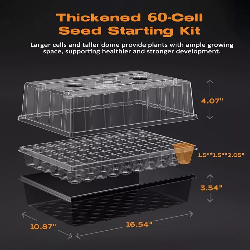 60-Cell Self-Watering Seed Starter Tray with Grow Light