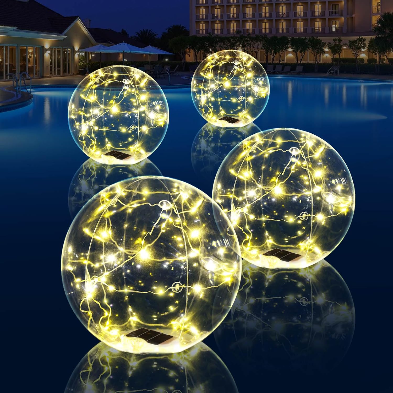 14 Inch LED Solar Floating Pool Lights Waterproof 3000K-D1