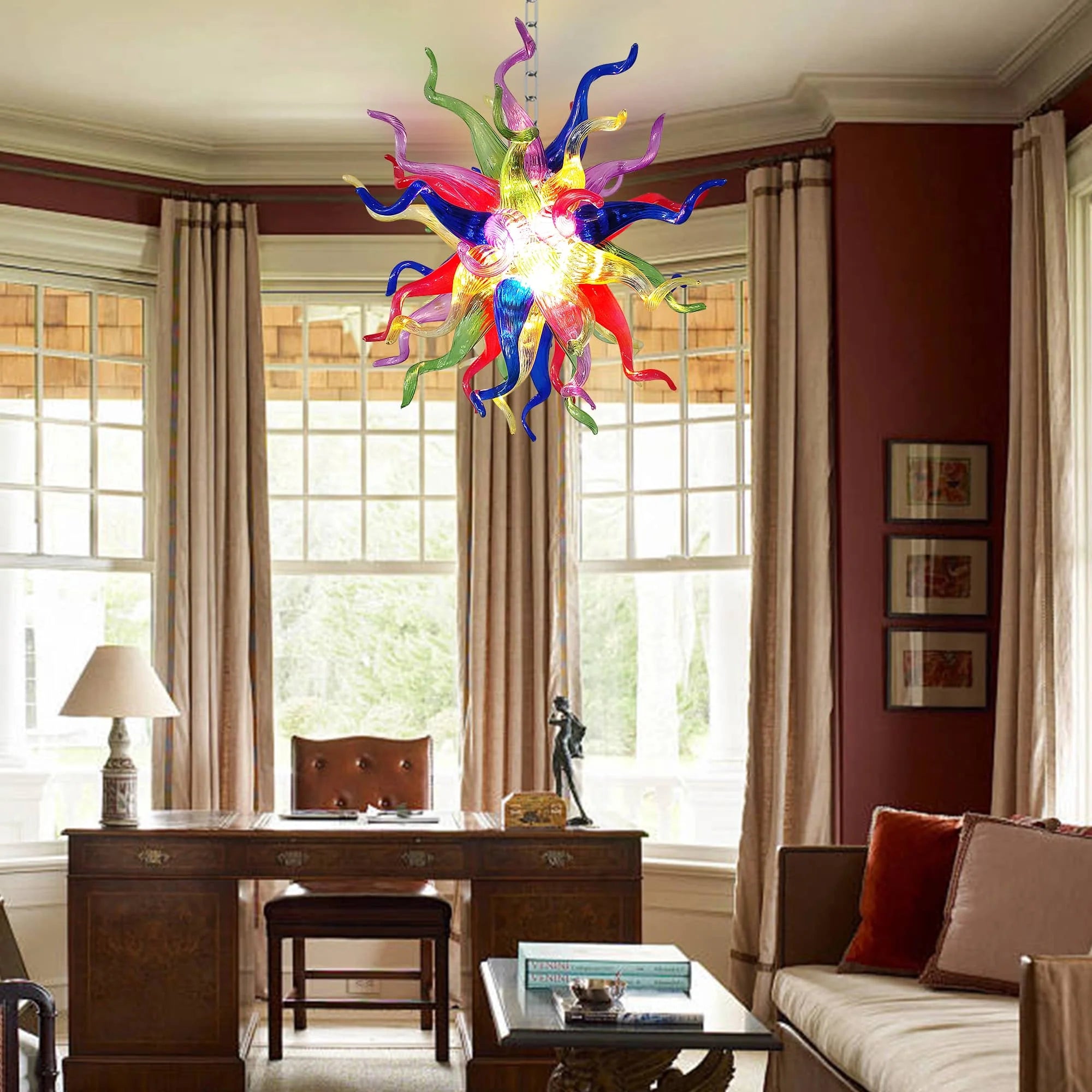 Multi-Colors Blown Glass Chandelier Chihuly Style
