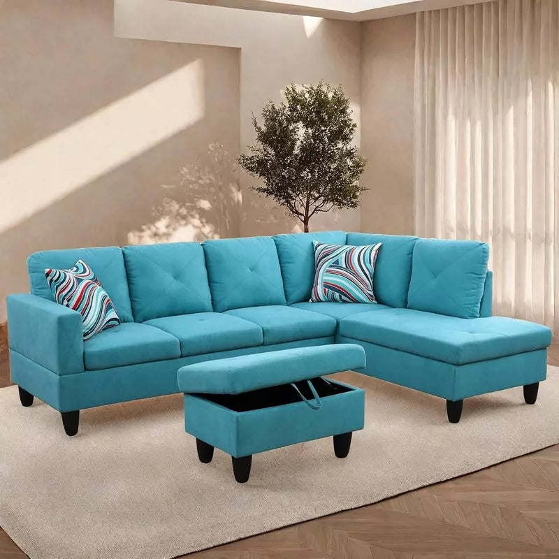 L Shaped Sectional Couches Sofa with Ottoman Storage