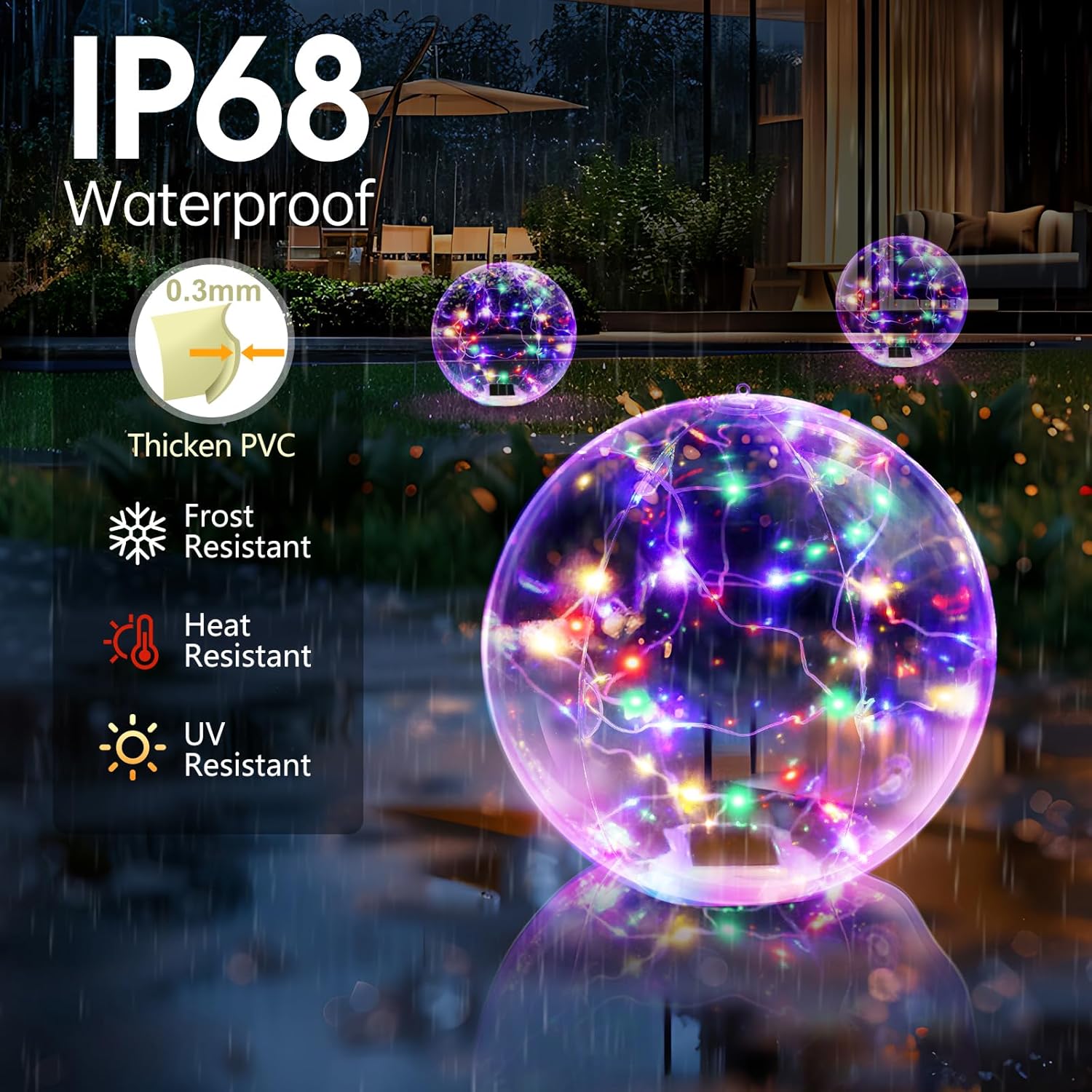 14 Inch LED Solar Floating Pool Lights Waterproof 3000K-D1