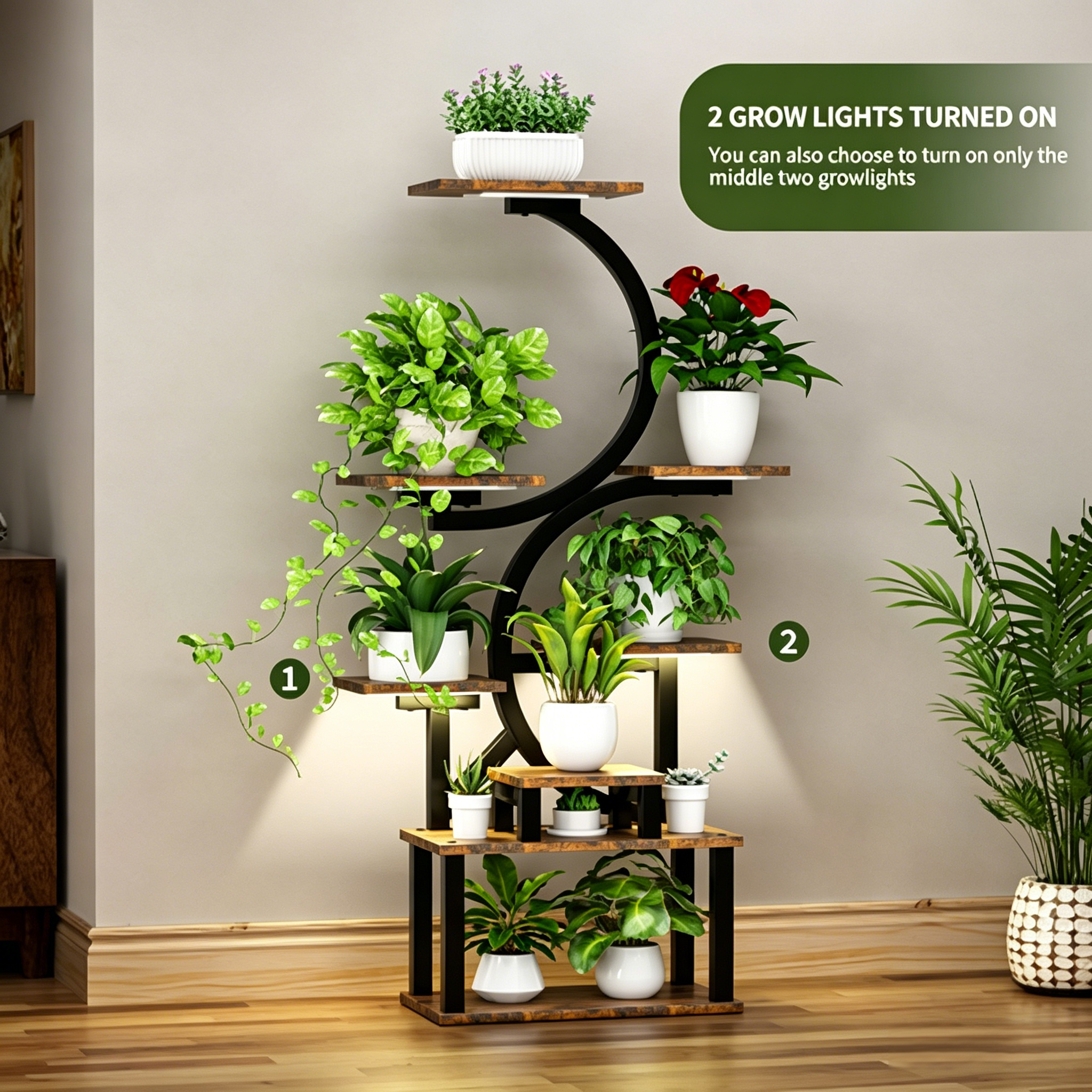 8-Tiered Indoor Plant Stand with 5 Grow Lights