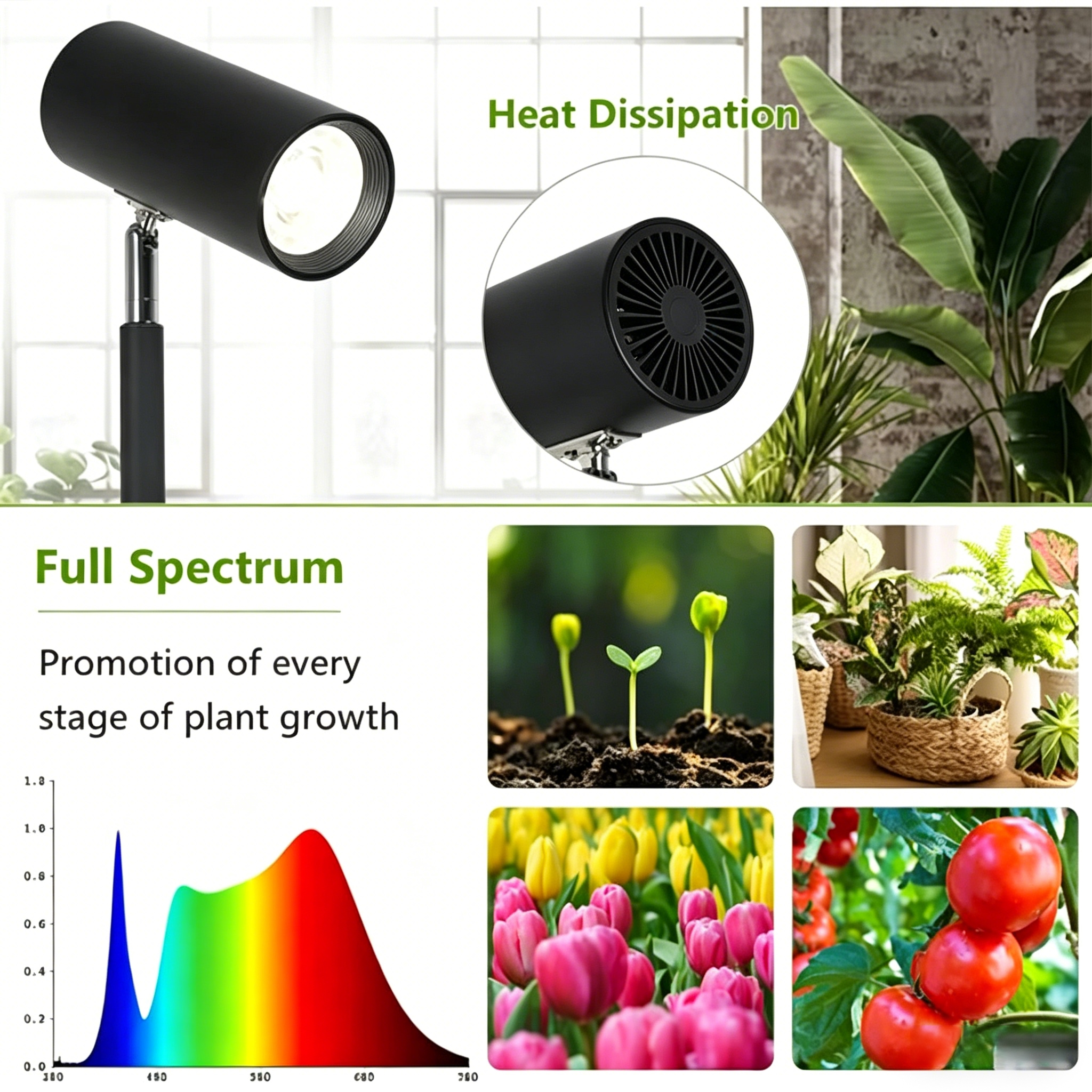 Led Growth Floor Lamp for Large Plant Seedling(6 Level Height)