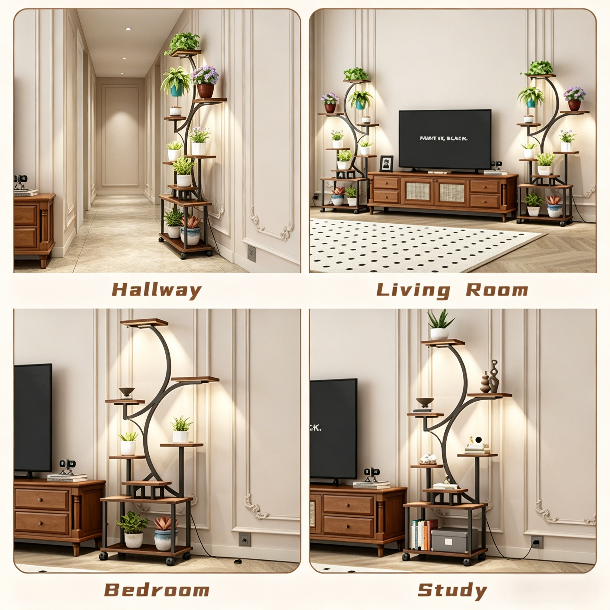 62" Tall Plant Shelf Lighted Corner Plant Stands for Indoor Growing