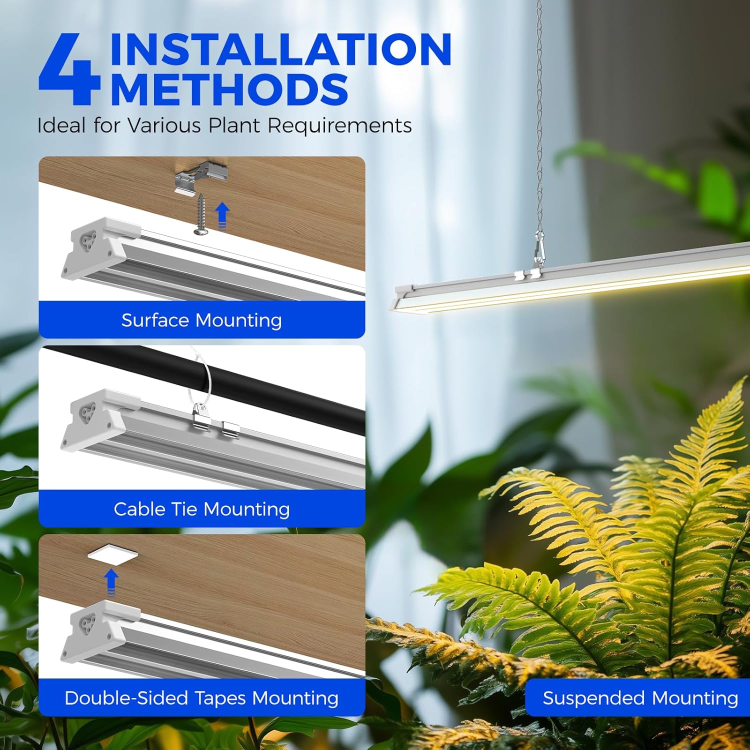 4FT Grow Light 60W(420W Equivalent) Full Spectrum with 660nm Red LEDs