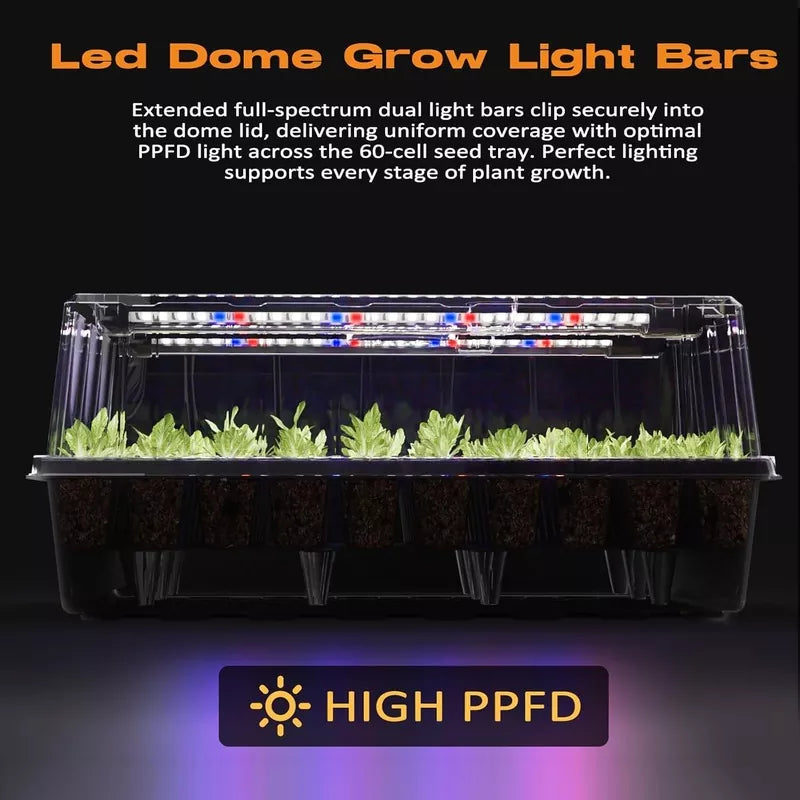 60-Cell Self-Watering Seed Starter Tray with Grow Light