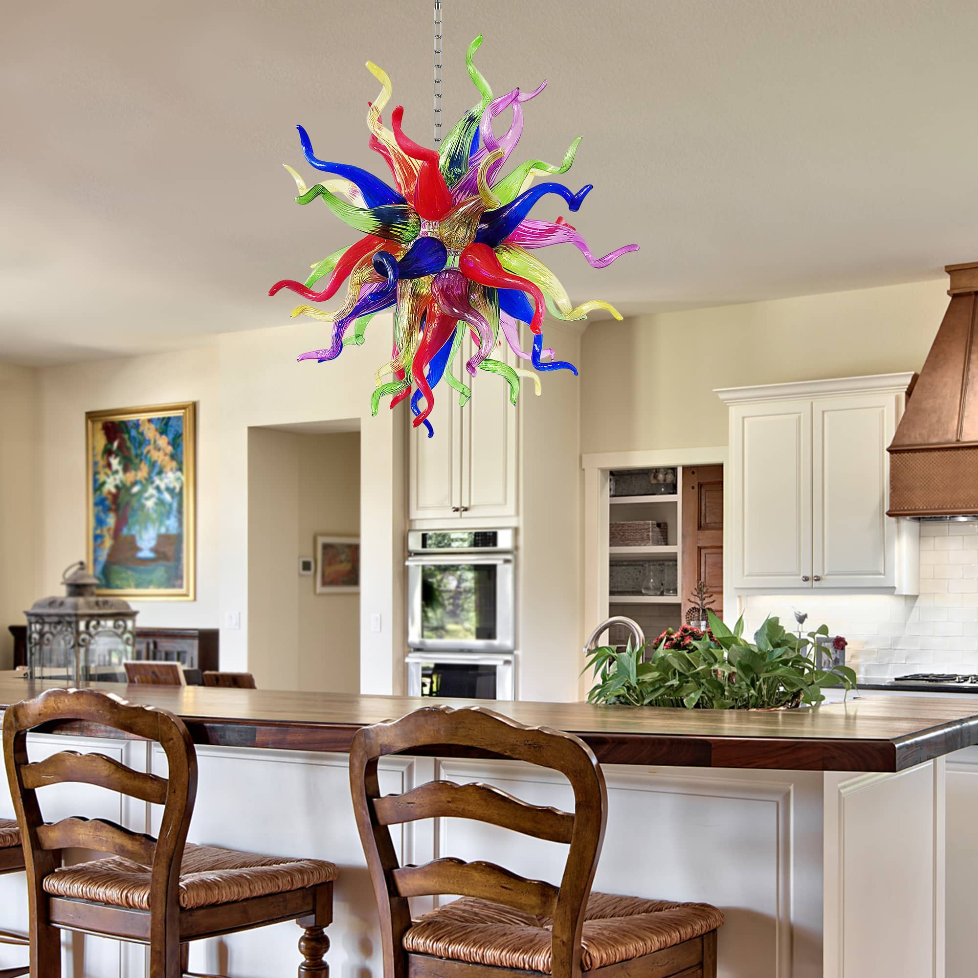 Multi-Colors Blown Glass Chandelier Chihuly Style